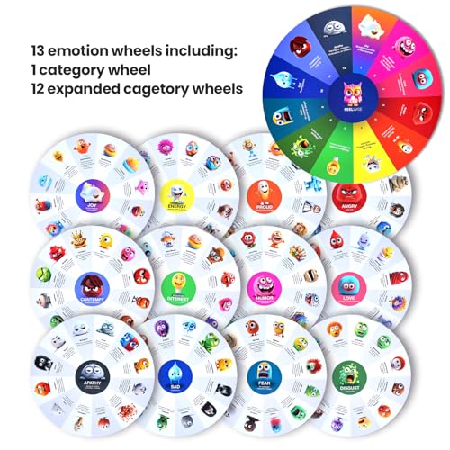 FeelWise Super EQ Kit - For Building Emotional Intelligence - Thirteen 12" Round 2-sided Emotion Wheels w/ Storage Envelope & Instructions - Emotion Learning Games for Kids, Parents, Professionals, Teachers, School Counselor - Screen-Free Activities - Image 4