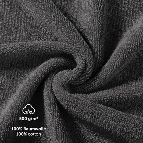 Blumtal Premium Frottier Gästehandtücher Set 12 teilig 100% Baumwolle - Oeko-TEX zertifiziertes Gästehandtuch 12x (30x30 cm) - Ultra saugstarkes Gästetücher Set waschbar °60 - Handtücher Anthrazit
