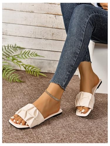 Image of GORGLITTER Women's Summer Cute Flat Sandals Dress Slide Sandals Square Toe Wedding Shoes Vacation Trendy Sandals 2026