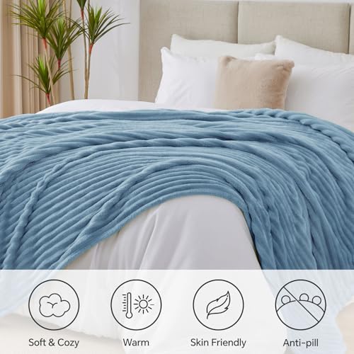 Image of BEDELITE Ribbe Blankets Queen Size for Bed, Blue, 90 inchx90 inch