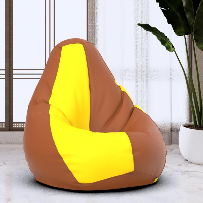 Bean Bag Chair Cover | Size: 4XL | Color: Tan-Brown Yellow | Without Beans | Premium Leatherette Cover (CMF 3910)-image-27