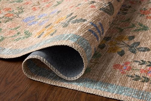Image of Loloi Rifle Paper Co Edinburgh Cream /Multi 10'-0 inch x 14'-0 inch Area Rug | EDN-03 Printed Approx. 10x14 Beige Living room Dining room Bedroom, Rustic, Elegant, Muted, Refined, Area Rug
