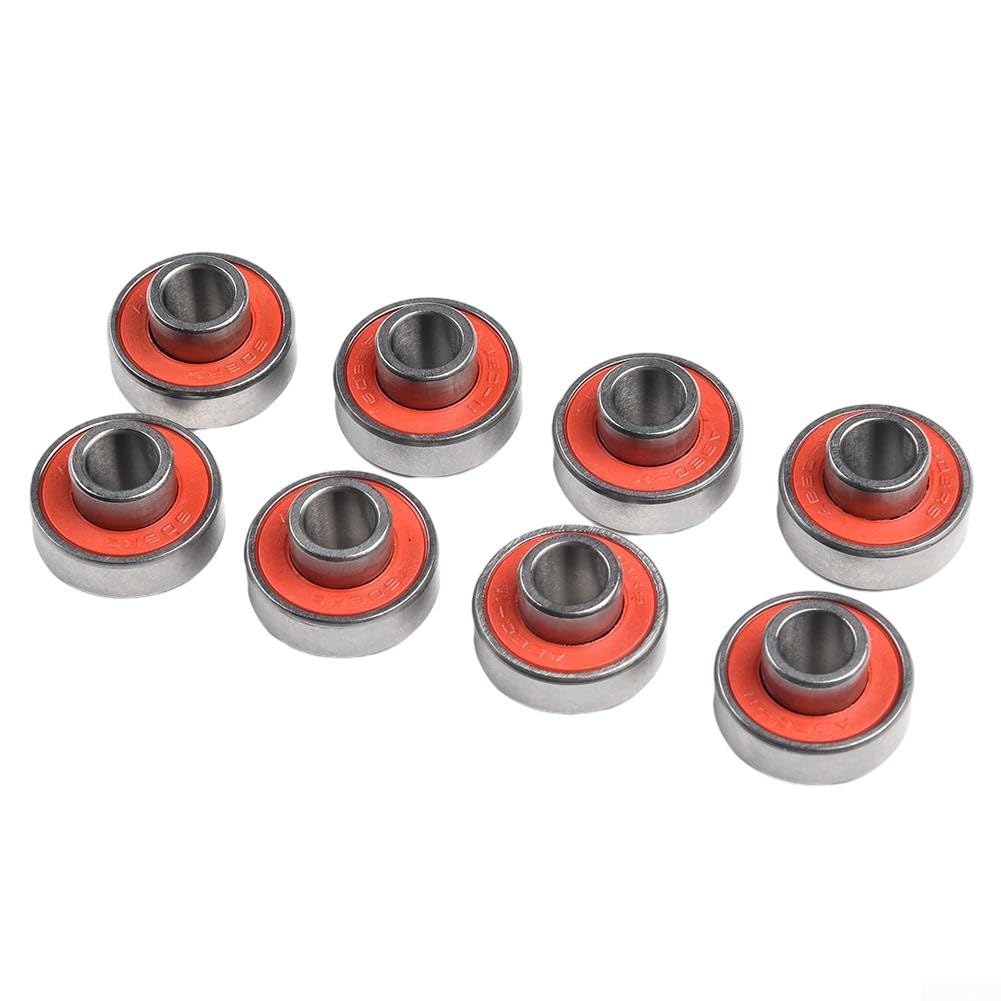DAZZLEEX 608 2RS ABEC11 Rodamiento de acero, silencioso, placa larga, 8 piezas