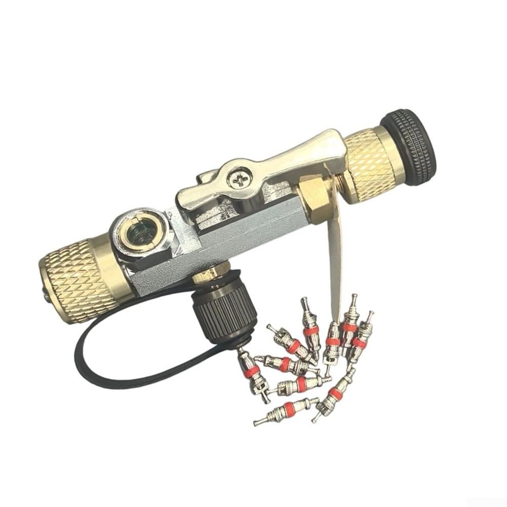 Herramienta de extracción de núcleo de válvula de 5/16 pulgadas con cristal e imán, aleación de cobre para aire acondicionado R32 R410A, herramienta de desmontaje, incluye 10 núcleos de válvula de