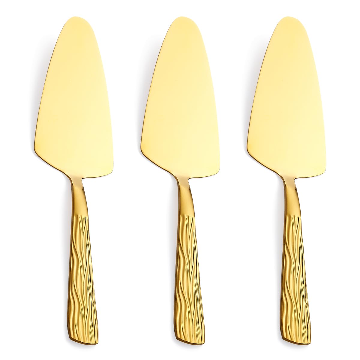 SeeshineGold Cake Server, 9.3-inch Stainless Steel Pie Server, Pizza Server of 3, Pie Server Spatula, Cake and Pie Servers, Dishwasher Safe
