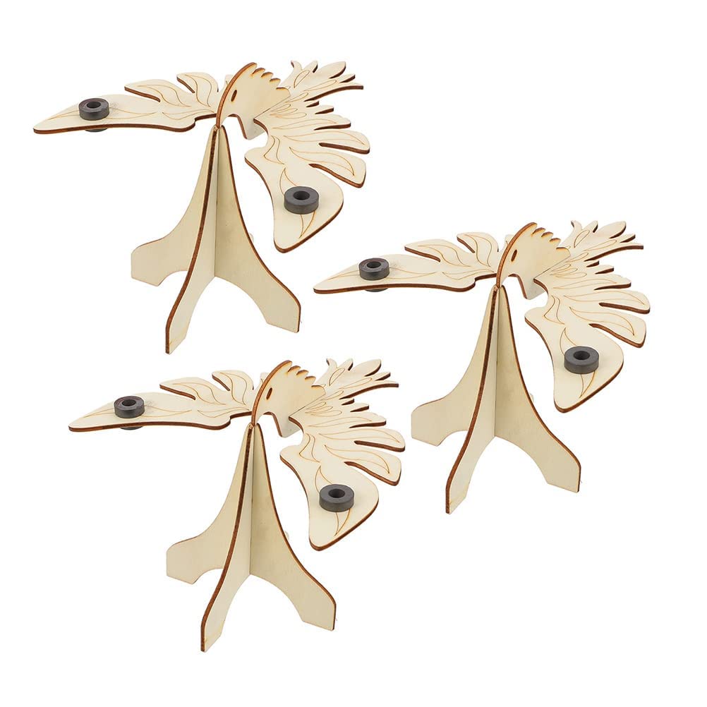 3Pcs Physics Balance Material Wooden Gravity Birds DIY Eagle Experimental Equipment