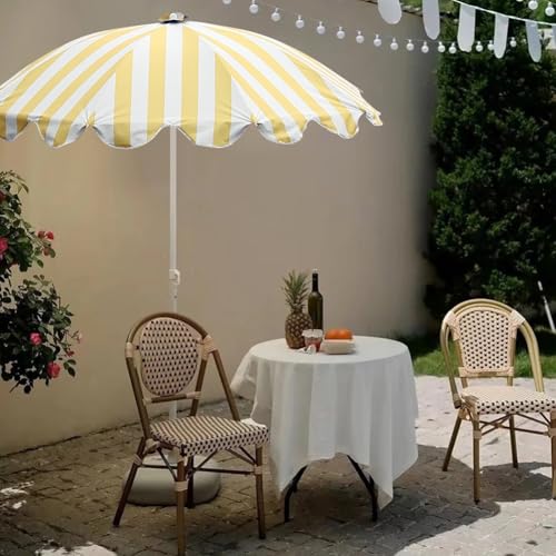 Pasiasty Parasol Plażowy Z Regulacją Wysokości, 5-Stopowy Parasol Tarasowy Boho Do Basenu, Odporny Na Promieniowanie Uv, Parasol Przeciwsłoneczny Do Ogrodu, Na Taras I N,Yellow-5ft/155cm