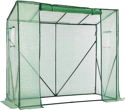 Vinbcorw Invernadero de Tomates de Primera Calidad,casa de Tomates, Invernadero con Puerta Enrollable - 200 x 77,5 x 149/170 cm, Marco frío, Verduras, Flores, Frutas, jardín,Verde