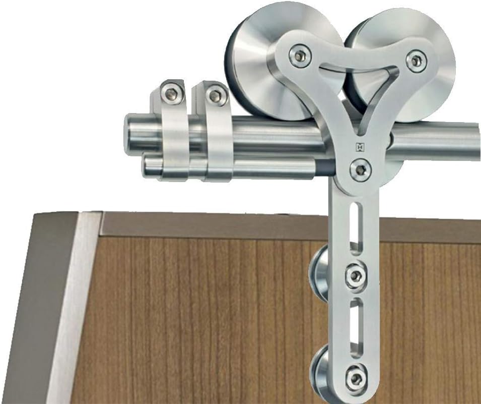 KINMADE Stainless Steel Alien Face Heavy Duty Sliding Barn Door Hardware Track Set Single Door 5.5FT-Track (1700mm) One-Door Hardware Kit