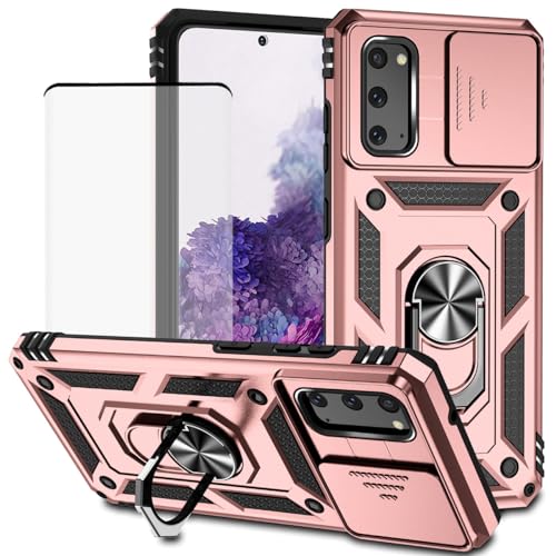 Coque Samsung S20 5G antichoc avec cache caméra coulissant et anneau magnétique rotatif intégré