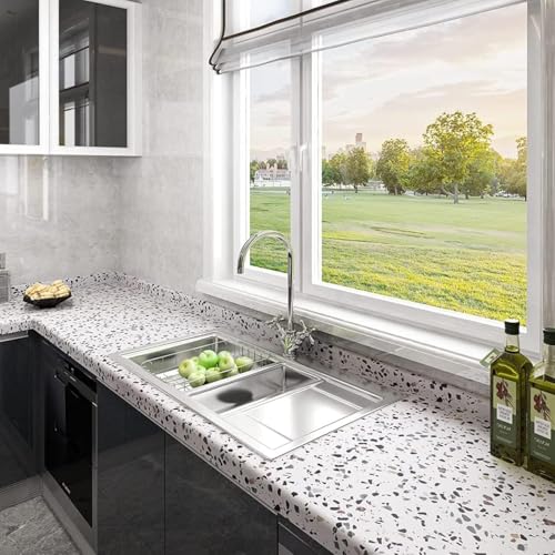 Image of VKR 3D PVC Self-Adhesive Kitchen Wall Sticker | Waterproof & Oil-Proof Peel and Stick Wallpaper | Modern Backsplash Decor for Home, Cafe, Hotel & Living Room Walls (White Dot - Pack of 1)