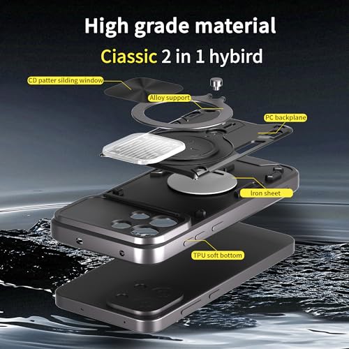 Image of Designerz hub Oneplus 13S Back Case | Hybrid Case with 360 Degree Rotating Finger Ring Holder + Slider Shutter Camera Protection Case for Oneplus 13S- Blue