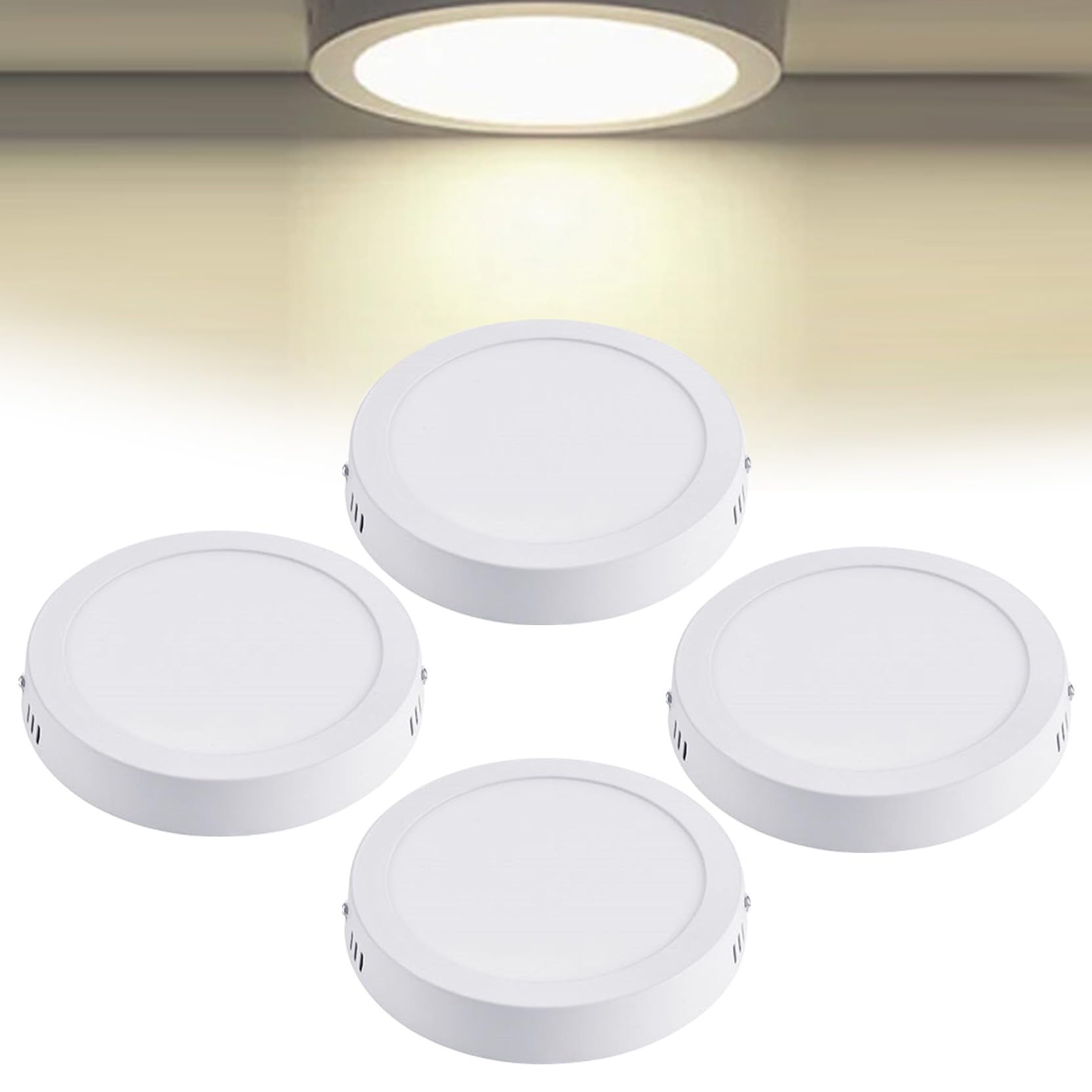 Lot de 4 spots LED encastrables 12 W pour plafond, 16,3 cm, spots encastrés ronds 4 000 K, blanc naturel, 960 lm, pour cuisine, couloir