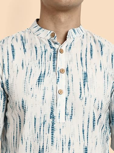 Image of Vardha Men's Cotton Printed Short Kurta with Comfortable Fit and Simple Style and Regular Look | Kurta for Men