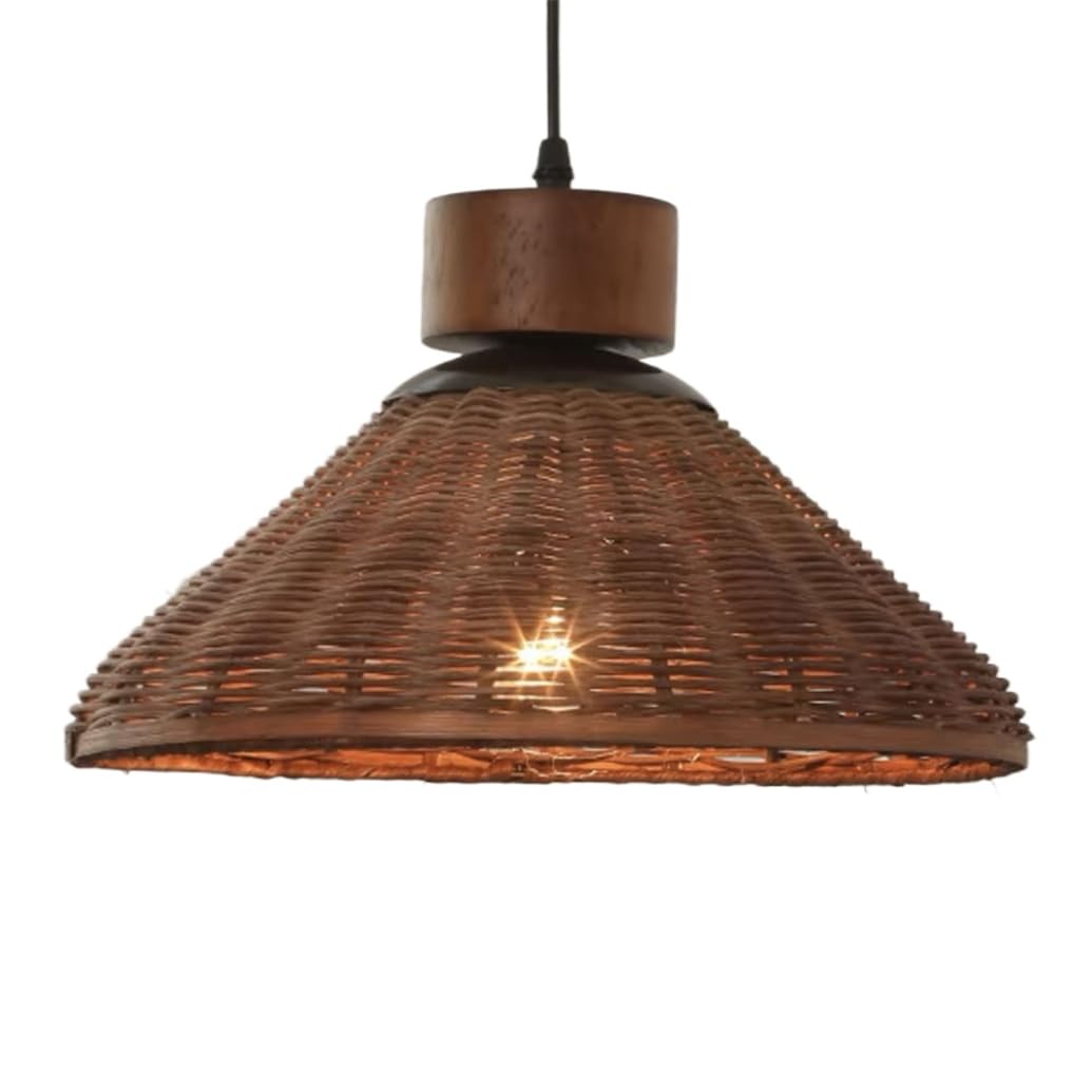LYMSXAZOU 1 Pack Coastal Pendant Lights Fixture Brown Cone Ceiling Light Chandelier Rattan Handwoven Lamp Shade For Home Decor American Country Adjustable Lampshade