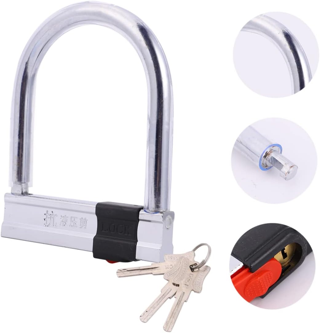 BESPORTBLE Heavy Duty U-Shaped Motorcycle Lock Anti-Theft Hydraulic Resistance Bike Lock Weather-Resistant Steel Secure Outdoor Cycling Suitable for Mountain Bikes and Motorcycles