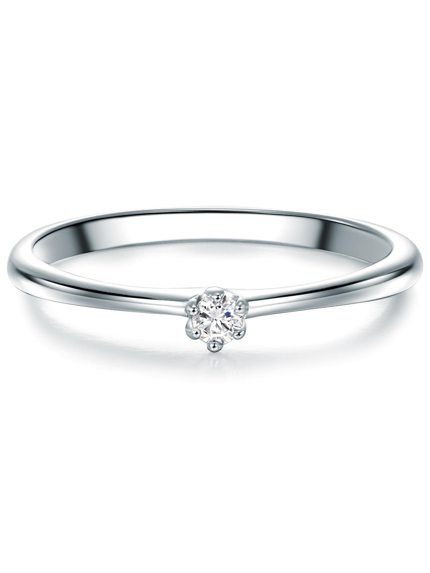 Trilani Dames Ring Sterling zilver Zirkonia wit briljantgeslepen - Verlovingsringen zilver met steen aanzoek Ring Trouwring : Tresor 1934