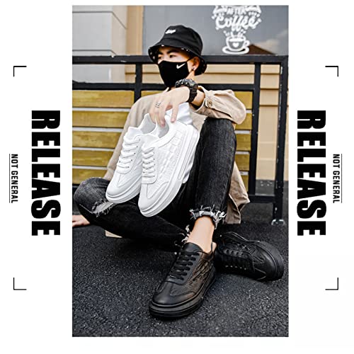 Men's Crocodile Pattern Anti-Slip Casual Fashion Sneakers,Comfort Air Cushion Low Top Soft Sole Comfort Sneakers. (Black,9)2