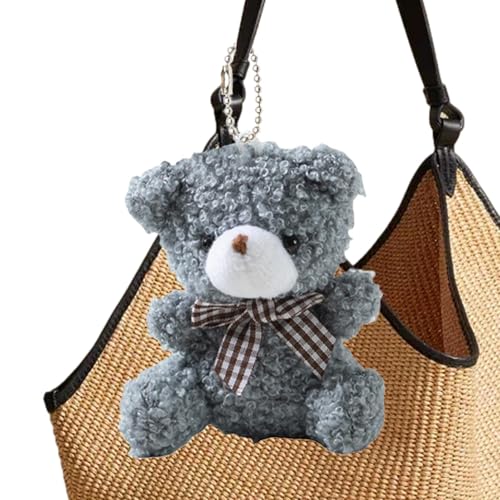 Llavero con dije de oso, oso para bolso, juguete de peluche, llavero decorativo para mochila, bonitos accesorios para bolso, mochila, muñeca de animal de peluche, gris, 説明を参照してください