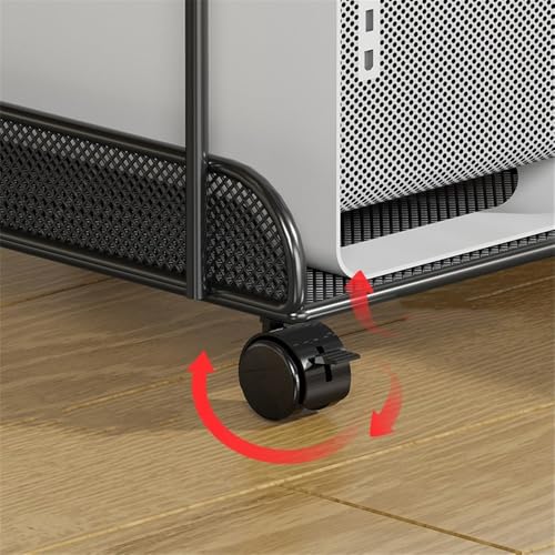 Soporte para CPU Torre Negro 2 Niveles con Ruedas Metal Soporte Móvil para Computadora PC (Pequeño) miniatura 3