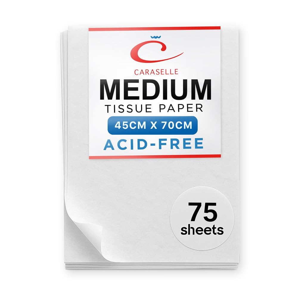Medium White Tissue Paper - Thick Sheets for Packing Clothes in Medium 45 x 70cm Size - Acid Free Tissue Paper for Packaging, Art Collection and Large Gift Wrap - 75 Sheets