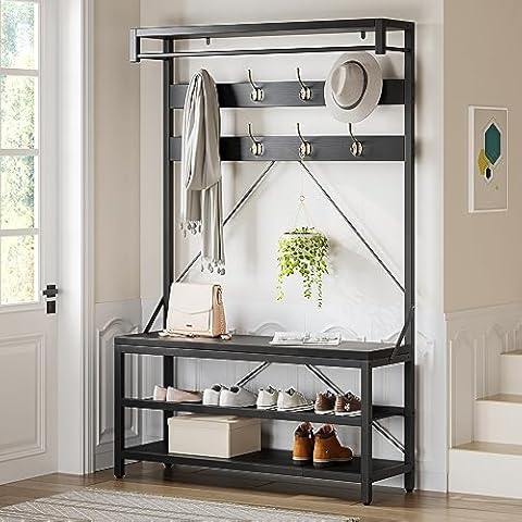 IDEALHOUSE Coat Rack Shoe Bench Cover