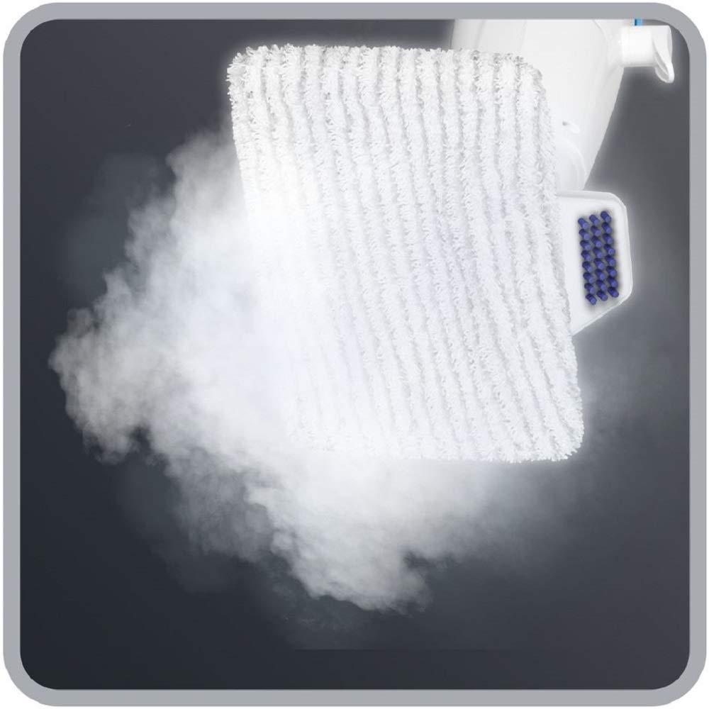 Rowenta Steam Power RY6557WH - Escoba de vapor con mopa para suelos duros, 3 ajustes y cepillo para suciedad incrustada, sistema antical y fácil de almacenar, elimina el 99 % de gérmenes, fácil uso