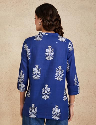 Image of Amazon Brand - Myx Women Printed Regular Cotton Short Kurti (Available in Plus Sizes)