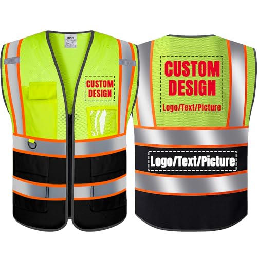 Custom Logo Mesh Safety Vest Class 2 High Visibility Reflective Vest with Pockets Breathable Construction workwear