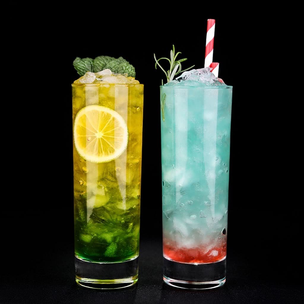 Szklanki Kubek szklany, okulary Highball, Kubki do napojów do herbaty lodowej, szkło do soku, piwa i koktajl Szklanki do wody Szklanka barowa (Color : B(6pcs))