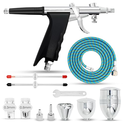 JUNIERS AG-216BK Airbrush Pistole Double-Action-Funktion Airbrush-Set Pistole, Düse & Nadel, Komplettset für Profis & Anfänger Ideal für Modellbau, Nailart, Tattoo, Kuchen Dekoration & DIY-Projekte