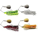 Eupheng Spinner Baits for Bass Fishing Multi-Color Kits, Double Willow & Colorado Blades with Silicone Hubbed Skirt Bass spinner baits, Available in 1/4oz, 3/8oz, 1/2oz, 1/8oz, 3/16oz