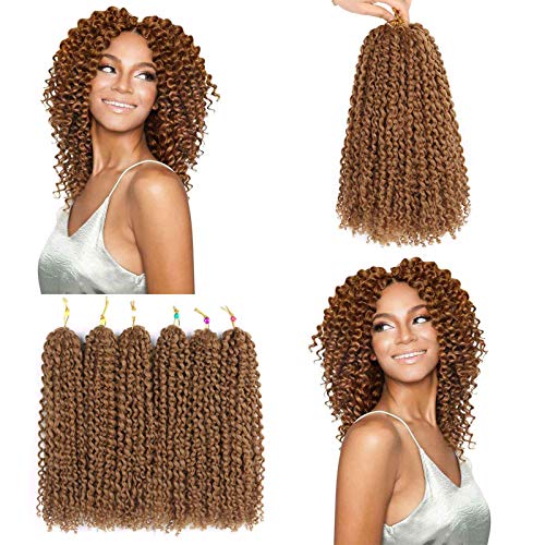 Jenniferita Crochet Hair 12 Inch Marlybob Crochet Hair Synthetic Hair Extension 6 Bundles/Lot Afro Kinky Curly Crochet Braids Ombre Braiding Hair 1B/27.