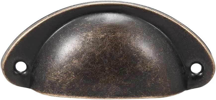 uxcell Cup Pulls, Carbon Steel Shell Pull Handles Antique Copper for Dresser Kitchen Cabinet Drawer, 3.19" Length 1.38" Width,20 Pack