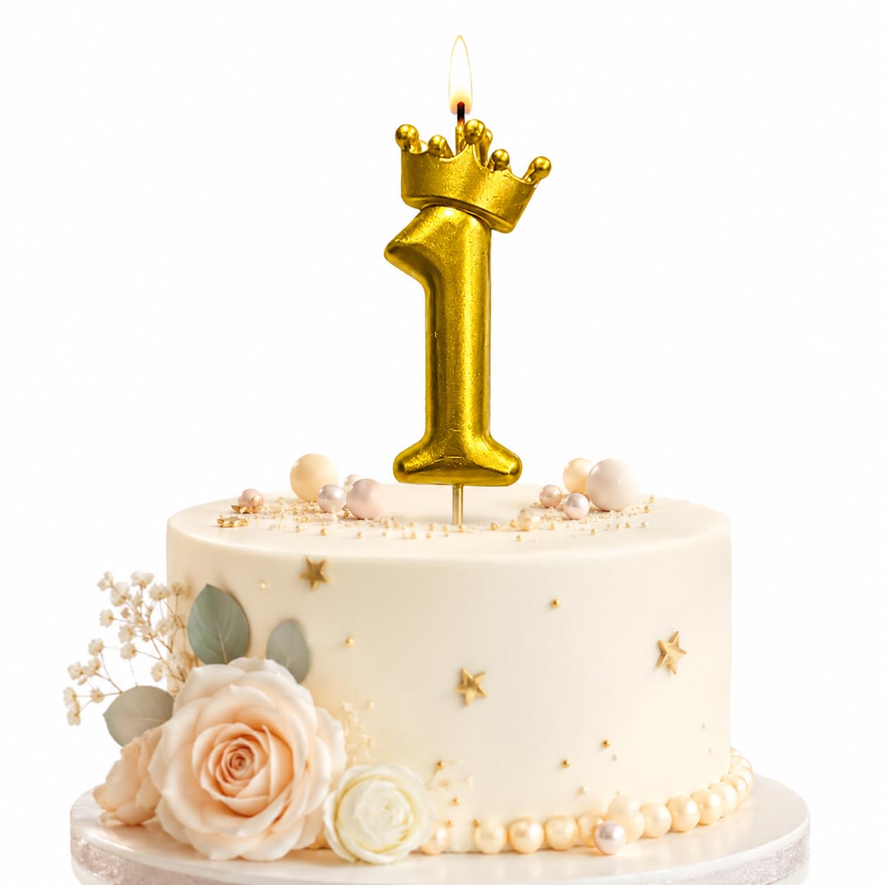 Gold Crown Birthday Candle - 3D Number 3 Cake Topper -10