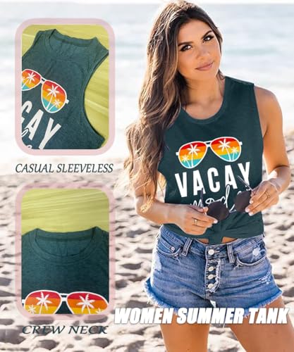 Image of Vacay Mode T Shirts for Women Summer Beach Hawaii Vacation Short Sleeve Tops Holiday Cruise Getaway T Shirts