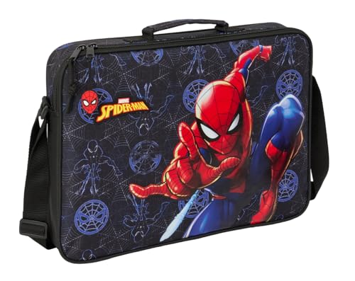 Safta SPIDERMAN ATTACK - Cartera Extraescolares, Maletín Portatodo, Bandolera, Cómoda y Versátil, Calidad y Resistencia, 38x6x28 cm