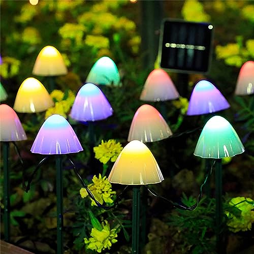 Garden Decor,Garden Ornaments Solar Powered 5M 20 LED Mushroom So...