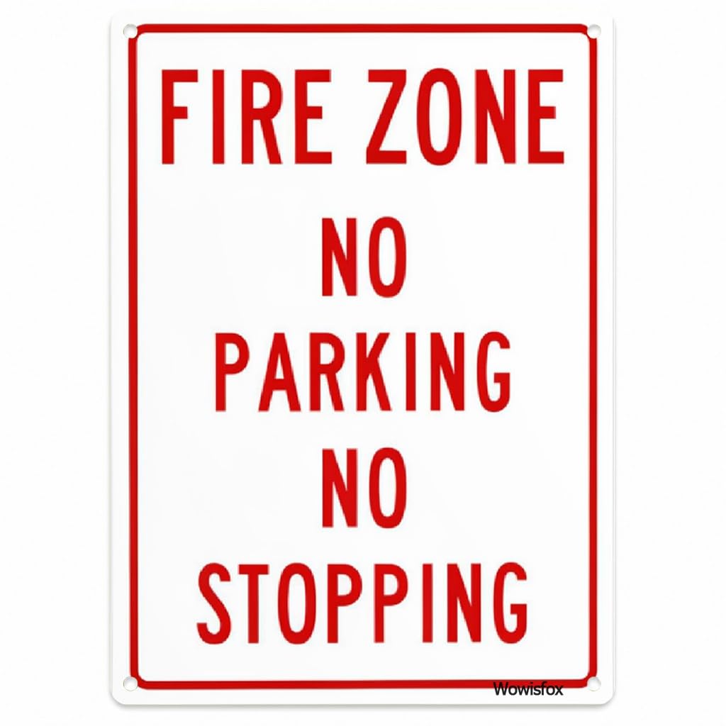 No Parking No Stopping Fire Zone Sign, 8 x 12 Inch Aluminum