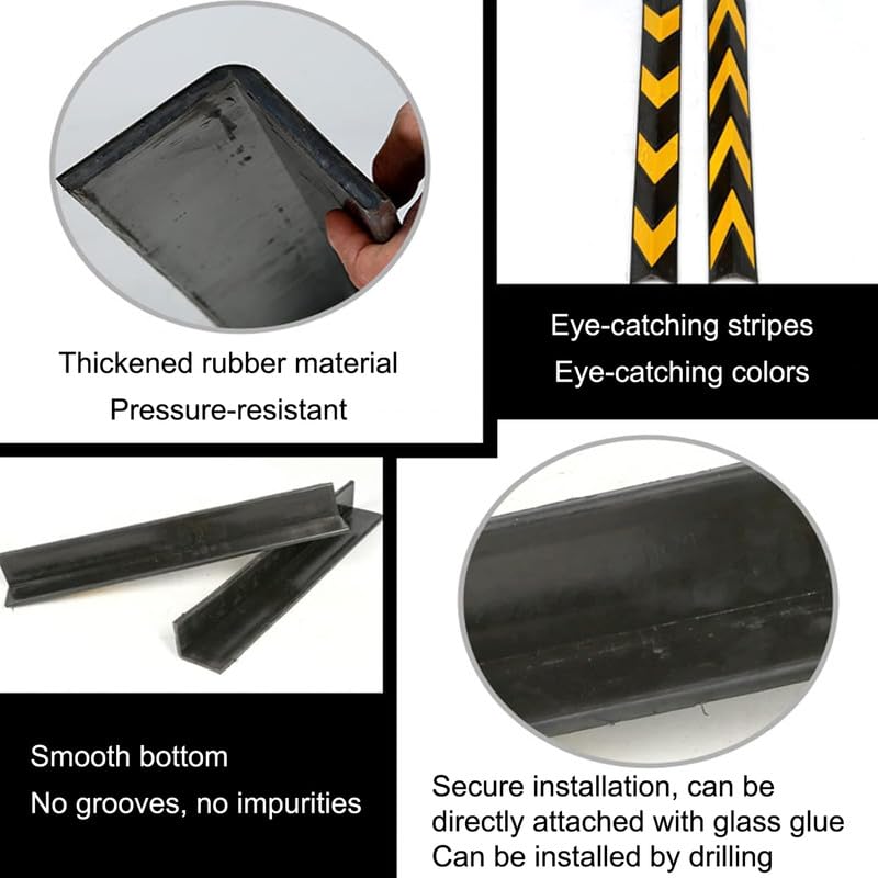 Protector de esquina de goma para protección contra colisiones, bordes de seguridad para estacionamientos y paredes industriales, 80 cm de longitud, solución de seguridad duradera y fiable