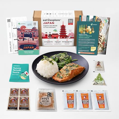 eat2explore Global Cooking Kit - Authentic Recipes, Essential Spices, Cultural Fun & Expert Drink Pairings - Perfect for Date Night and Dinner Parties (JAPAN edition)