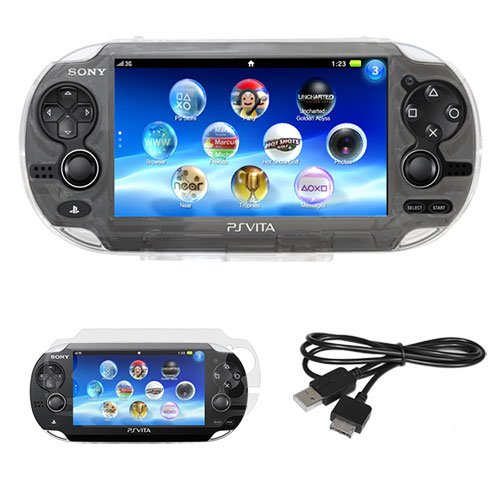 Sony PS vita Playstation Combo, Skque Clear Plastic Crystal Case + Screen Pro...
