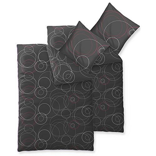 aqua-textil Trend Bettwäsche 135 x 200 cm 4teilig Baumwolle Bettbezug Cariba Punkte Kreise Anthrazit Weiß Rot