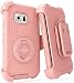 S6 Edge Case, Galaxy S6 Edge Case, BENTOBEN Shockproof Heavy Duty Protection Hybrid Rugged Rubber Case Built-in Rotating Kickstand Belt Swivel Clip Holster Cover for Galaxy S6 Edge (Rose Gold)