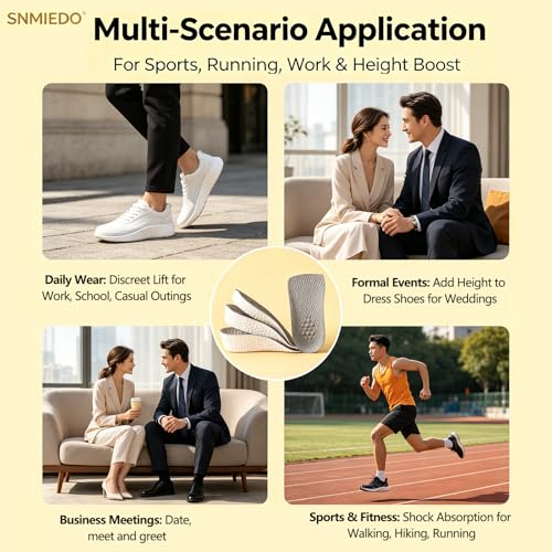 Image of 3Pairs Height Increase Insoles - Invisible Heel Lift Inserts for Men & Women, Shock Absorption Elevator Shoe Pads with Arch Support, Boost Height 1.5 /2.5 /3.5cm for Sneakers Boots Shoes