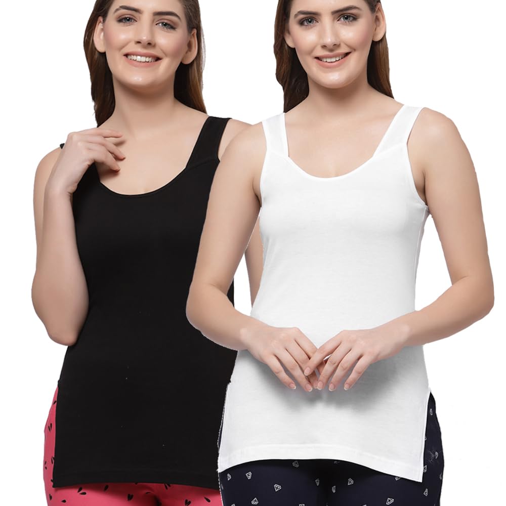 floret Women's Super Combed Cotton Long Camisole with Wide Shoulder Straps-picture-55