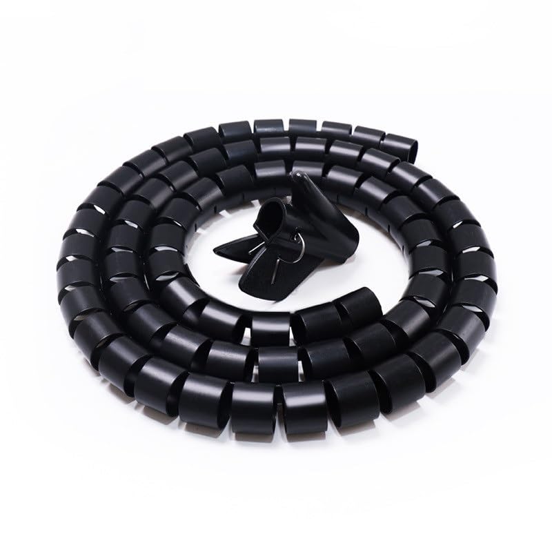 spiral protector 1 Meter Cable Spiral Tube Wrap Wire Organizer Pipe Winding Protection 8mm to 42mm Inner Diameter Line Tube Protector wraps cable(Black,25-28mm tube diameter)