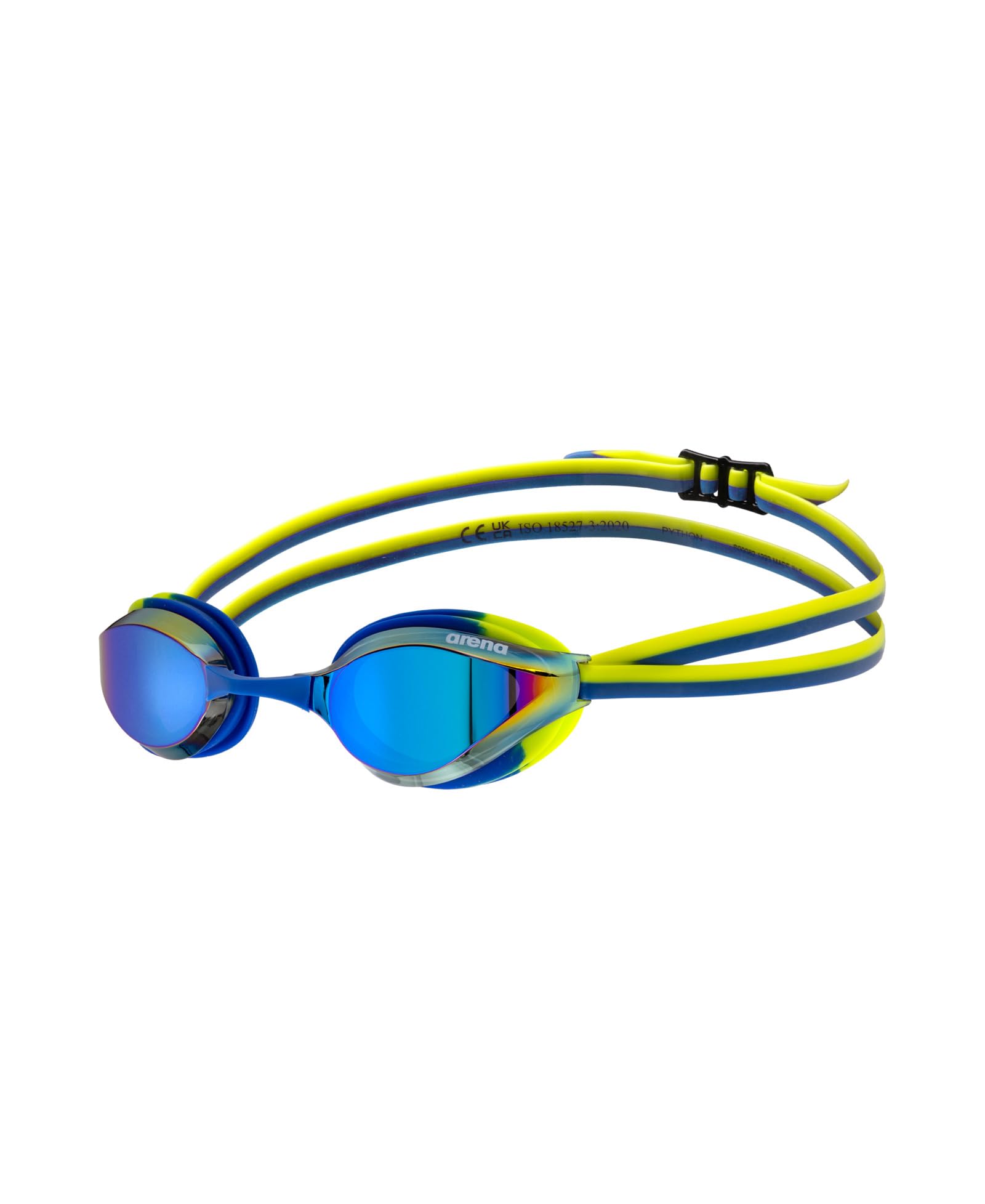 ARENA Unisex Kids Junior Python Swim Racing Goggles for Swimming Ages 6 to 12 Young Competitive Swimmers, Small Frame, Anti-Fog Mirror Lens, Blue/Blue/Lime-image-14