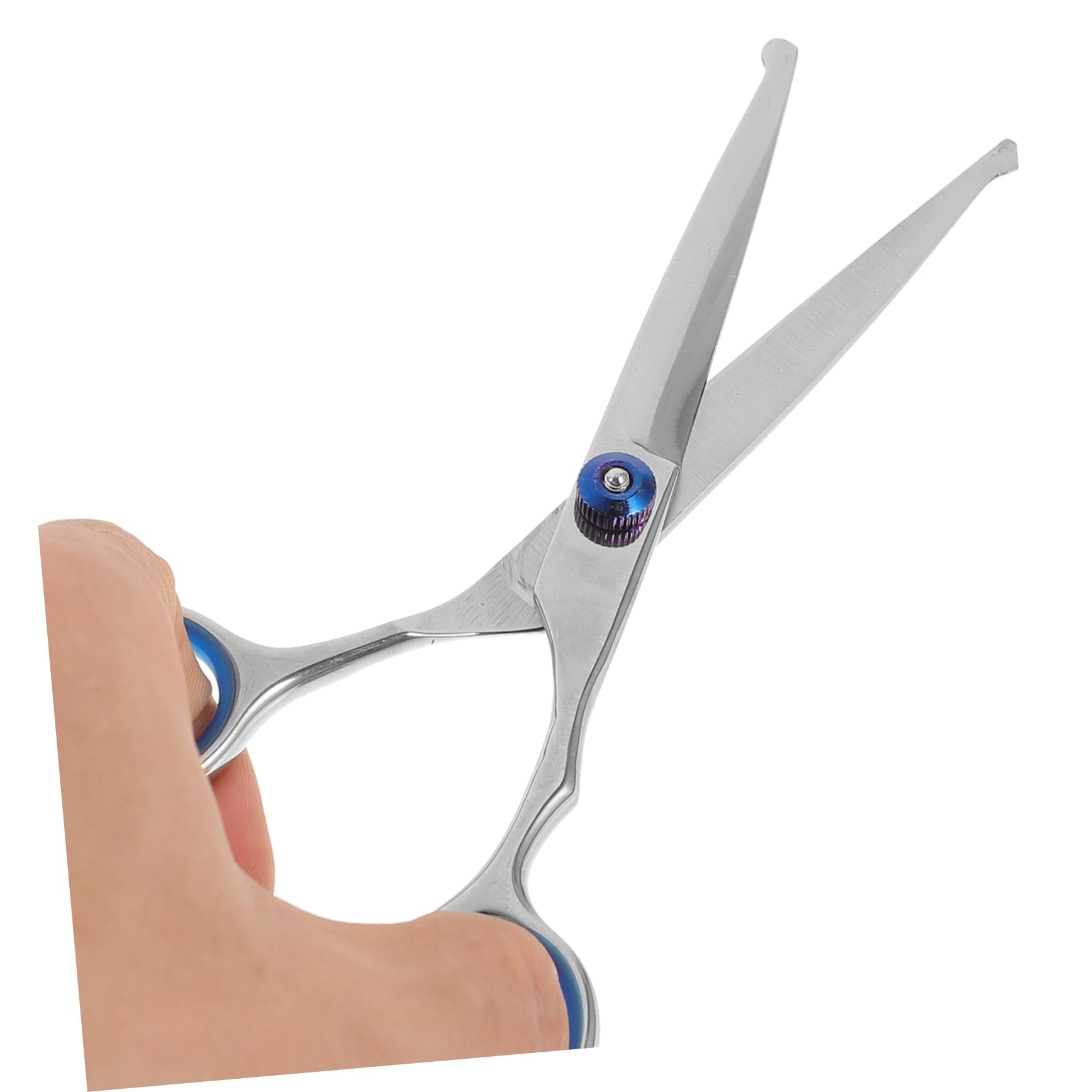 OUNONA 2Pcs Pet Hair Scissors Round Head Grooming Shears for Dogs Cats Rust Trimmer Ergonomic Design for Home Salon Use Blue Screws Series