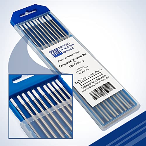 Image of Midwest Tungsten Service TIG Welding Tungsten Electrodes 10-Pack (White - 0.8% Zirconiated Tungsten (WZ8, EWZ-0.8), 3 /32 inch)